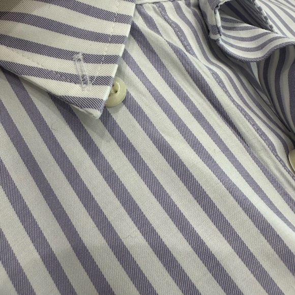 Peter Millar Navy and White Striped Button Down Shirt - Picture 3 of 5